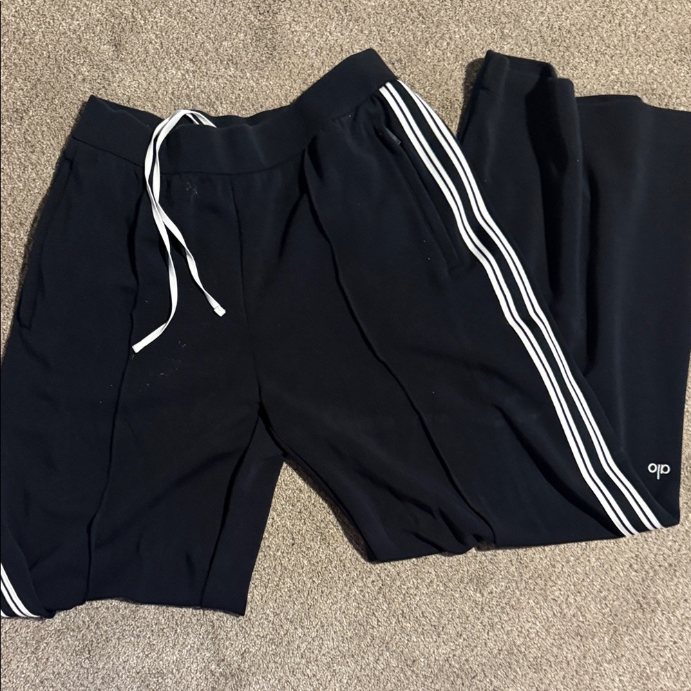 ALO Yoga Athletic Track Pants Black with White Stripes - Large - Worn Once - Picture 2 of 3